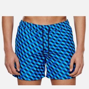 Happy Socks Teal and Navy Geometric Shorts